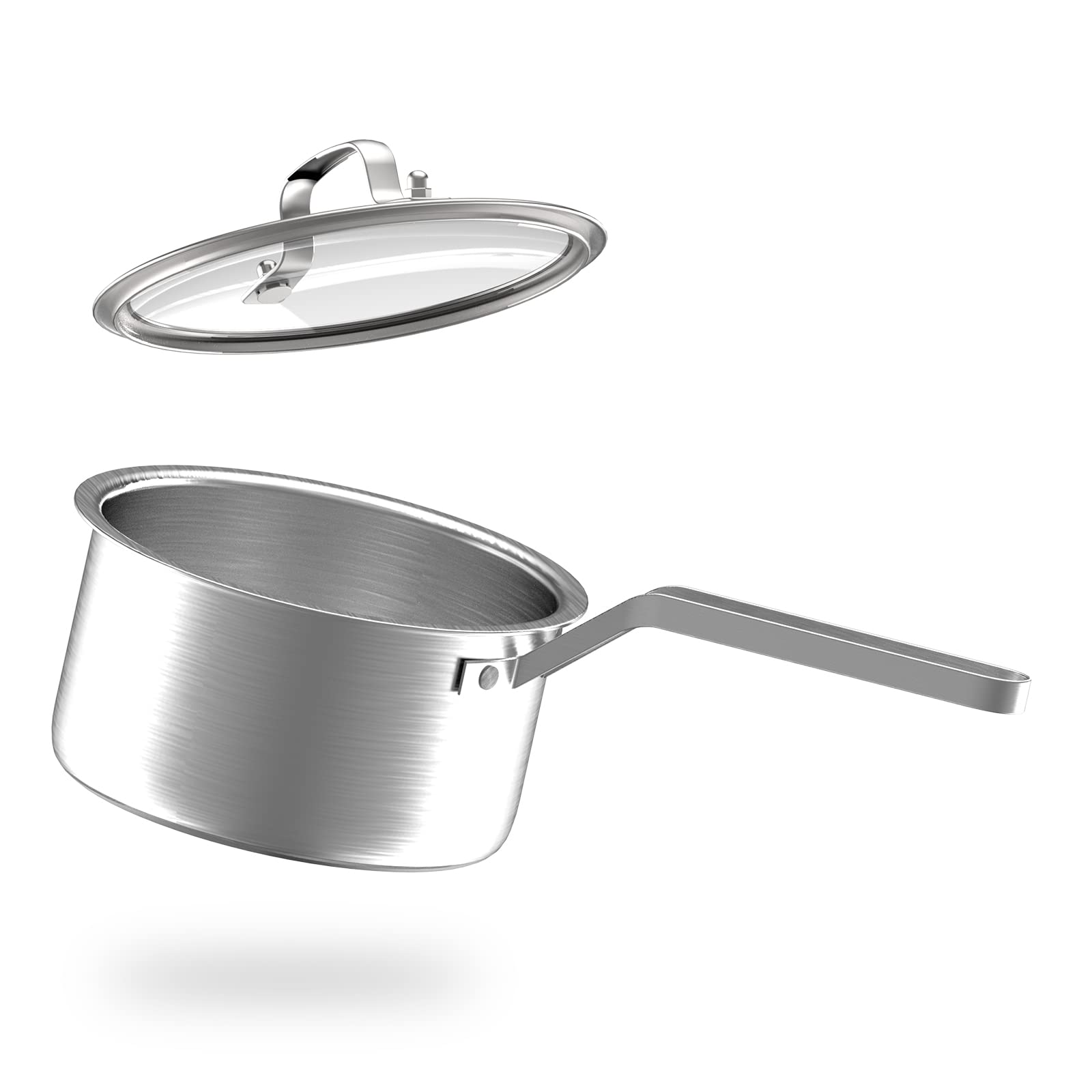 HOXHASauce Pot, 1.5 Quart Nonstick Saucepan,304 Stainless Steel Saucepan with Lid, Universal Milk Pot, Multipurpose Pot for Kitchen Home Restaurant