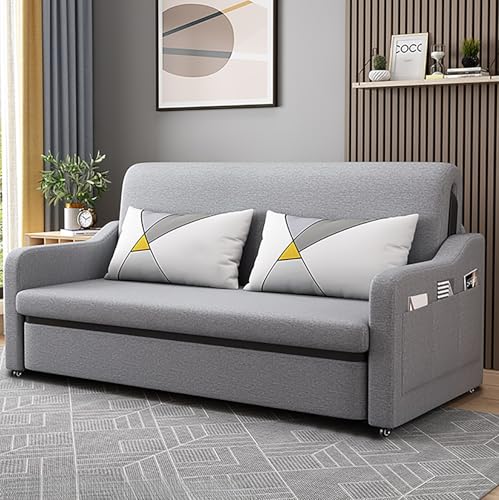 NOBBAT ソファーベッド 3WAY 折りたたみソファーベッド リクライニング 一人暮らし コンパクト ストレージ設計 コットンとリネンは取り外して洗濯できます 省スペース 来客対応 簡単組立 リビングルーム、書斎、オフィスのソファに適して(ライトグレー