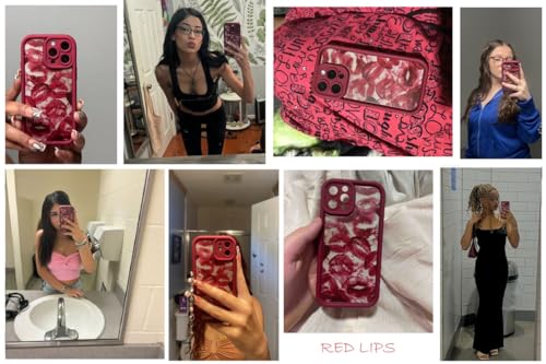 Image of COVERLY Lips Back Case Cover Compatible for iPhone 12 Pro | Hot 3D Sexy Lips Retro Embossed | 360 Camera Protection | Lipstick Kiss Print Cute Soft Touch Liquid Silicone Phone Case (TPU | Love Red)