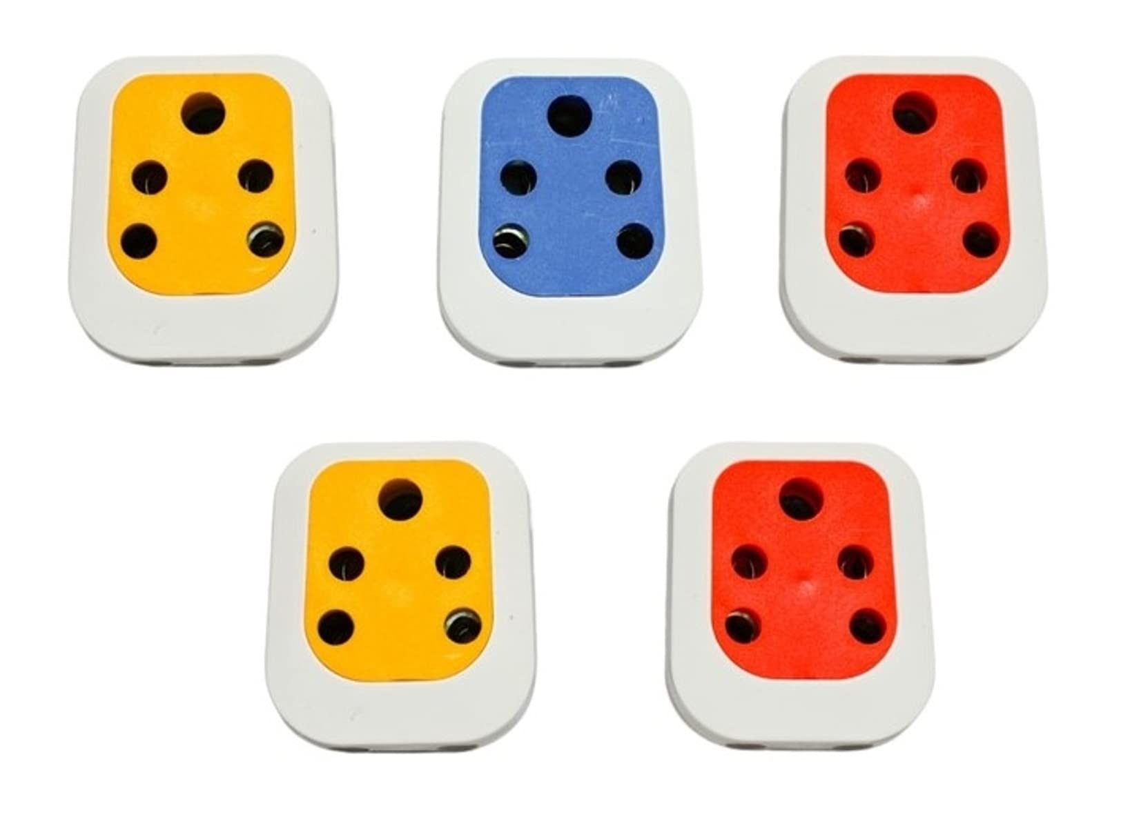 gc enterprises Universal Travel Adapter 3-pin 3-Way Multicolor multiplug (for 3 and 2-pin sockets) Heavy Duty Pack of 5