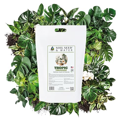 Soil Seed & Water Tropic Treasure Tropical Potting Mix – Rich Soil for Exotic Plants, Hibiscus & Monstera - Indoor Plant Mix - OMRI Listed