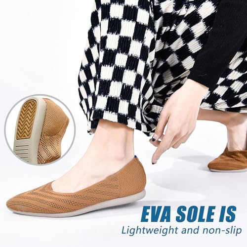 buyrew women39s ballet flats pointed toe knit slip on arch support comfortable dress shoes for women low wedge casual work flats