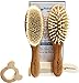 4 Piece Baby Hair Brush Set for Newborn or Toddler| Free Natural Maple Wood Teether | Baby Grooming kit | Help Prevent Cradle Cap
