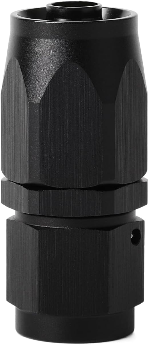 6AN Straight Hose End Fitting Swivel Aluminum Black