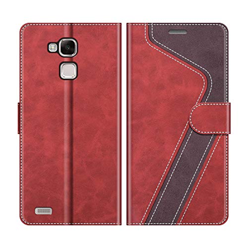 MOBESV Custodia per Huawei Mate 7, Cover a Libro Magnetica Custodia in Pelle per Huawei Mate 7, Rosso