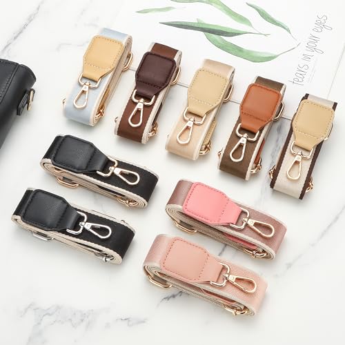 Image of Hamdecro Purse Straps Replacement Crossbody, Universal Wide Shoulder Strap for Bags Adjustable Straps for Handbags, Gold Buckle - Apricot