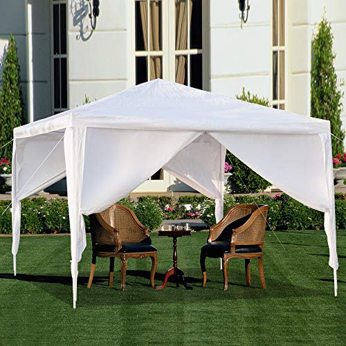 Goujxcy Canopy Tent, 10' x 10' Outdoor White Waterproof Gazebo Canopy Tent