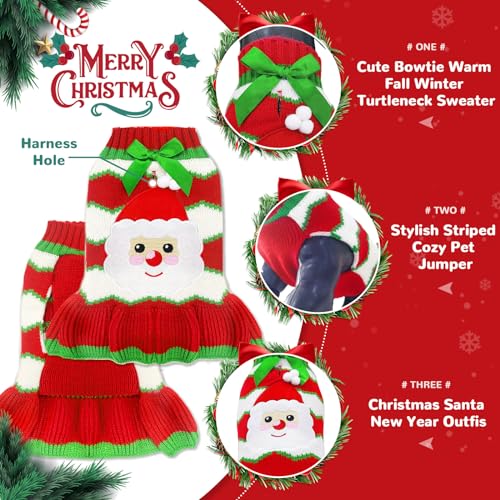 SKXEO Christmas Dog Sweater Dress with leash hole, Save pattern Xmas Ugly Pet Cat Puppy Jumpers For Small Medium Dogs Winter - Image 2