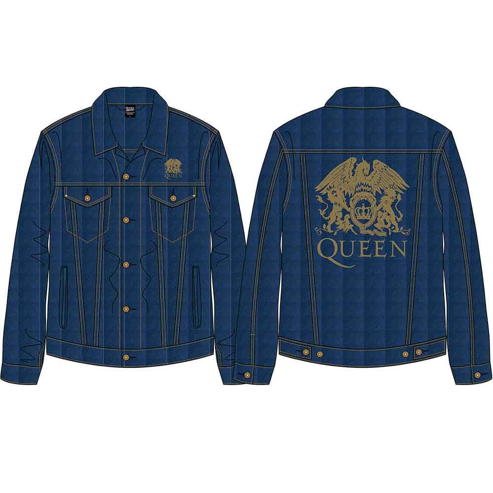 Queen Denim Veste Classic Crest Band Logo Nouveau Officiel Unisex Size M