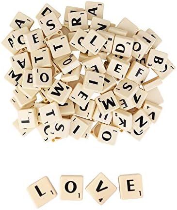 WedDecor 100pcs Ivory Tiles with Black Alphabets for Replacement, Scrap-Booking, Arts & Crafts, Board or Name Games, Ice Breakers, 2 cm (Length) x 1.8 cm (Width) x 0.5 cm (Depth)