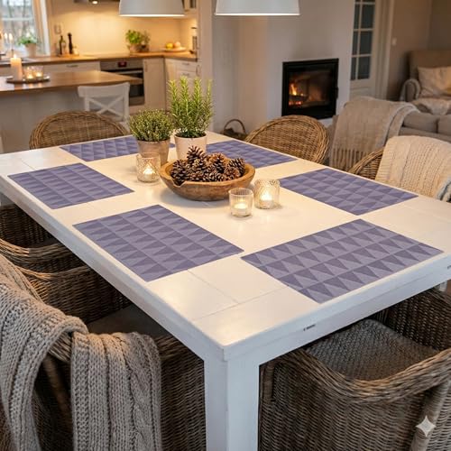 Image of YELONA Placemats for Dining Table - Heat Resistant, Non-Slip & Washable PVC Vinyl Table Mats - Set of 8, 45 x 30 cm (Grey)