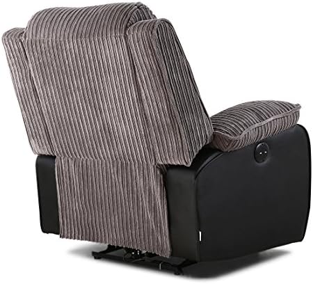 More4Homes POSTANA JUMBO CORD FABRIC POWER RECLINER ARMCHAIR ELECTRIC SOFA RECLINING CHAIR (Grey)