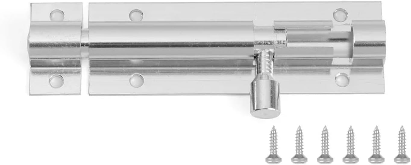 Durability 5pcs Door Bolt Latch Lock Barrel Bolts 8inch Aluminum Alloy Doors Latches Hardware for Home Safety(Black Silver White Gray)(Silver)