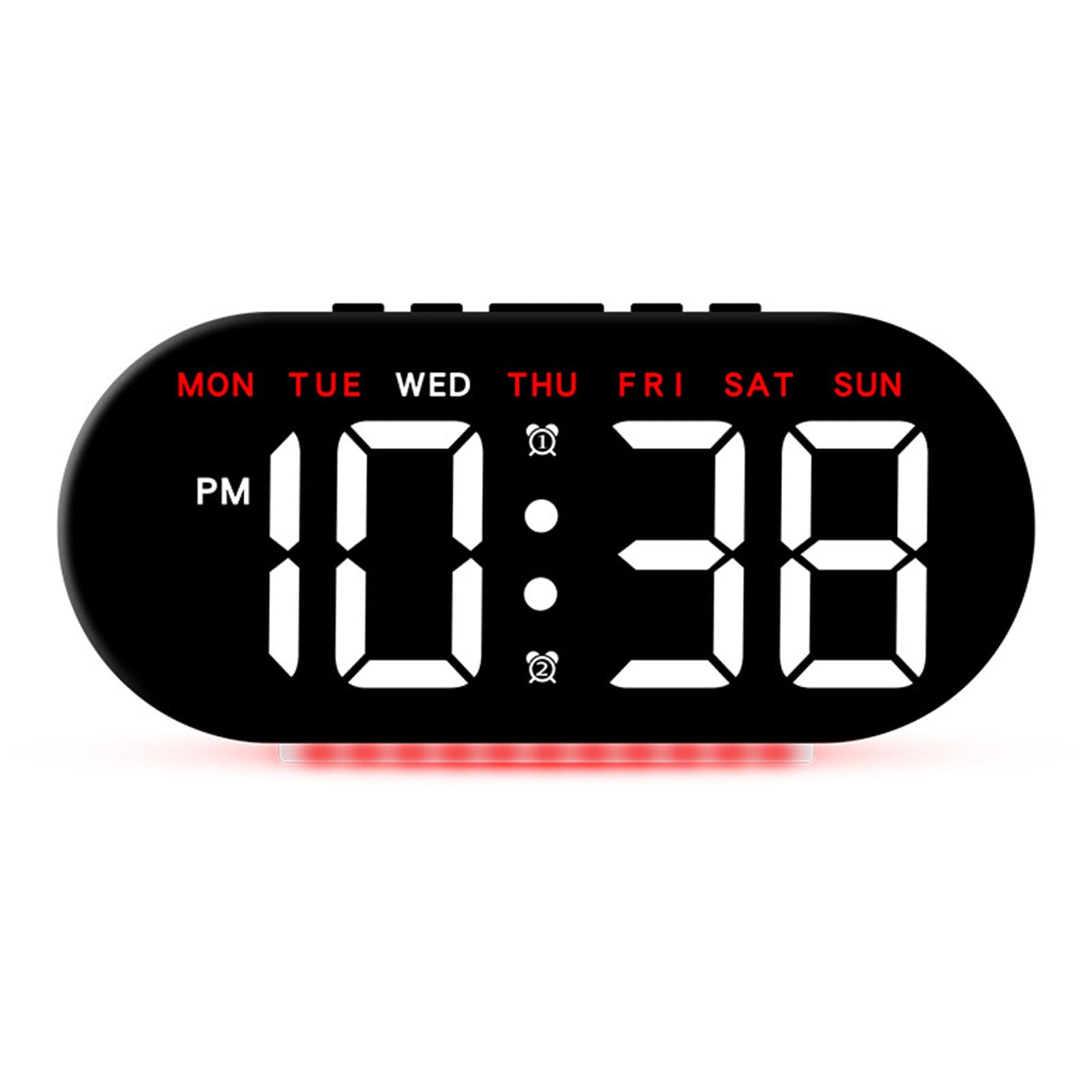 Buxuaaaa Black Shell Red Ligh Functional Table Clock Digital Alarm Clock With Large Screen Date Time Temperature Display Adjustable For Daily Use Digital Table