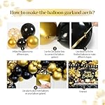 Black and Gold Birthday Decorations for Men Women, 71pcs Black and Gold Party Decorations with Backdrop, Tablecloth, Gold Foil Balloons, Banner, Balloon Arch for Birthday Party Decorations - Image 3