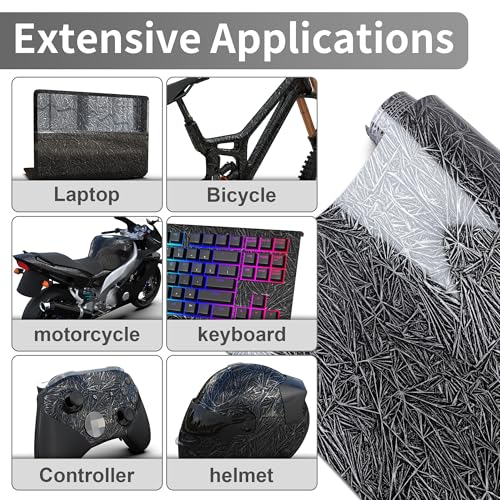 Image of Lypumso PET Forged Carbon Fiber Vinyl Wrap, Glossy Car Vinyl Film for Automotive with Air Release Technology for Vehicle Decal DIY Interior Exterior Decoration (Gloss Black Ice Crack, 1ft x 10ft)