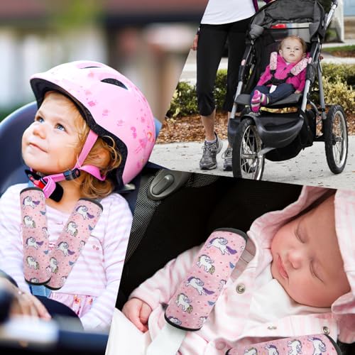 Image of Seat Belt Cover for Kids, Seat Belt Pad for Boys Girls, Car Seat Straps Shoulder Pads for Kids, Kid's Seat Belt Cushion, Shoulder Strap Pad, 1 Piece (Pink Unicorn)