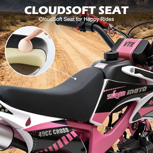 Image of 50cc Dirt Bike, 2 Stroke Gas Mini Bike for Kids 8-15 with Front Rear Disc Brakes