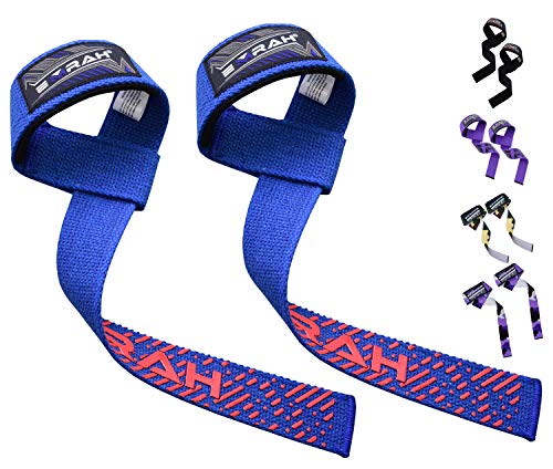 EMRAH Sangles de Levage soulevées et rembourrées pour haltérophilie et haltérophilie | Sangles de Musculation Extra-Longues Sangles de Gymnastique Crossfit (Bleu)