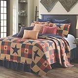 Virah Bella Mountain Cabin Blue 3 Piece Full/Queen Quilt Set - 1 Quilt and 2 Standard Shams with Star Patchwork Pattern