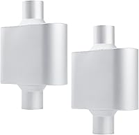 A-KARCK Single Chamber Muffler 2.5" Center Inlet/Outlet 13" Aluminized Steel Aggressive Race Sound (2 Pack)