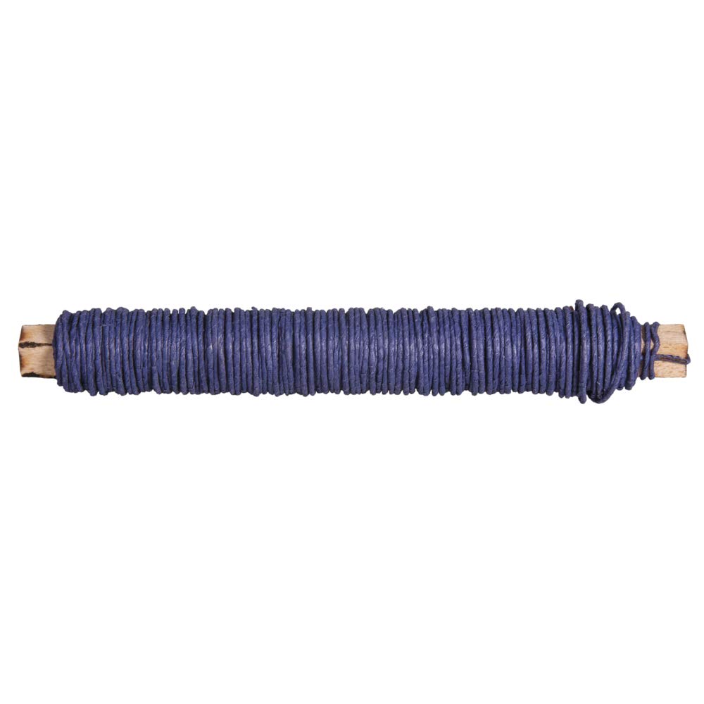 Rayher 24116384 Paper Covered Wire, 0.55mm ø, on a Wooden Reel 50g, 20m, Ultramarine