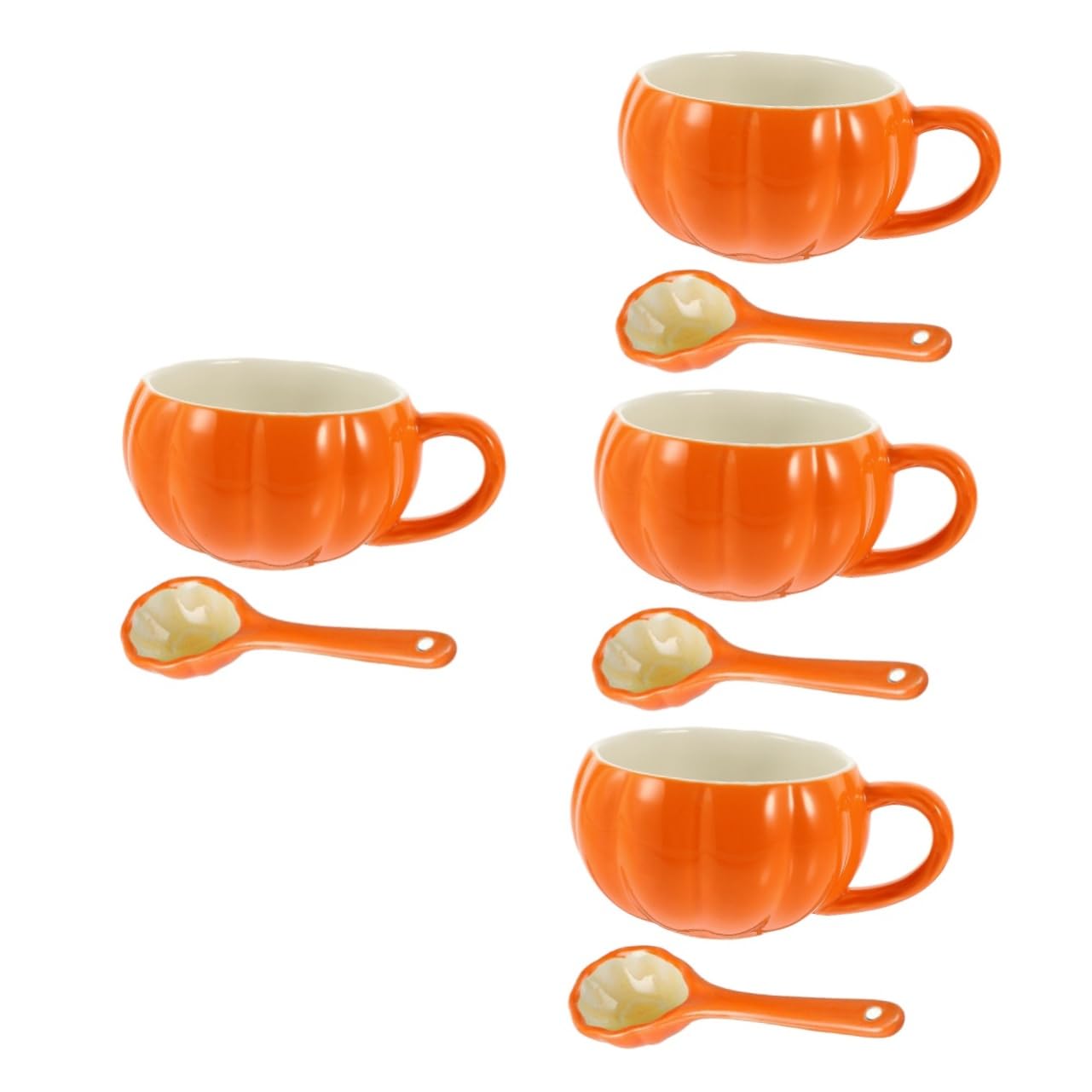 Cabilock 4 Sätze Kürbisbecher aus Keramik kaffeetassen kaffeebecher to-go Zuckerschüssel Becher in Kürbisform Plüsch suppentassen suppenschüssel Wasserkrüge aus Keramik Keramikbecher Orange