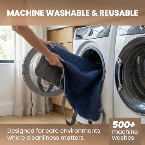 Teal Elite Washable Positioning Bed Pad with 8 Reinforced Handles – 34\"x52\" Waterproof, Quick-Dry, Absorbent Underpad for Elderly Care, Turning, Lifting & Incontinence Protection (Navy) - Thumbnail 3
