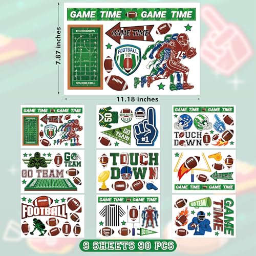 Image of Football Window Clings, Football Party Decorations, Touch Down Party Window Stickers, Green Brown Themed Stickers Decal Gel for Touchdown Party Decor Accessories Set
