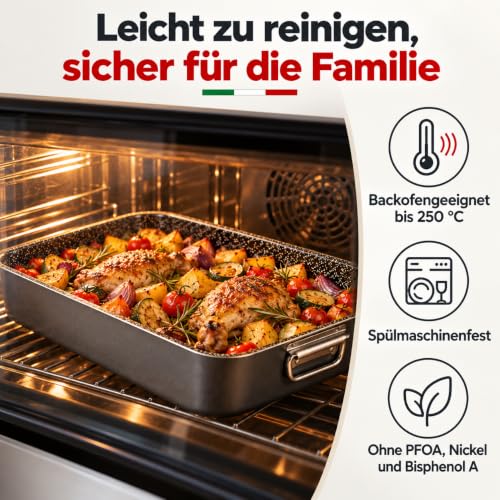 Alluflon Tradition Italy Lasagneform, Aluminium, schwarz, 42 x 29,5 x 7,5 cm – Ansicht 5