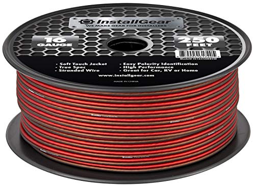 Installgear 16 Gauge Awg Speaker Wire True Spec And Soft Touch Cable Wire (250Ft Red/Black) | For Car Speakers, Stereos, Home Theater Speakers, Surround Sound, Radio | 16 Gauge Wire/Speaker Cable #TOP12
