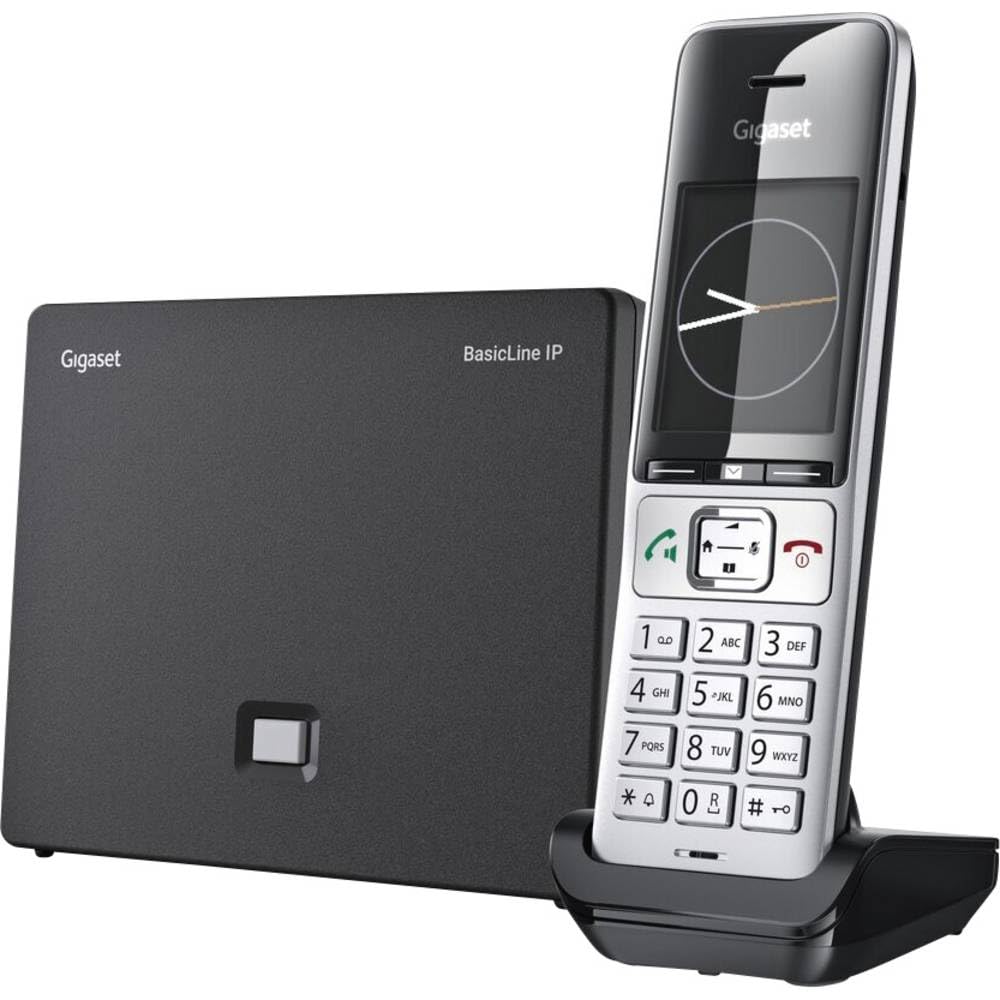 BasicLine IP + Comfort 500HX Station de Base pour téléphonie Internet combinée avec Un combiné HX, qualité vocale HD, fabriquée en Allemagne, argenté/Noir [Compatible DE, IT, FR, NL, BE, ES, Che]