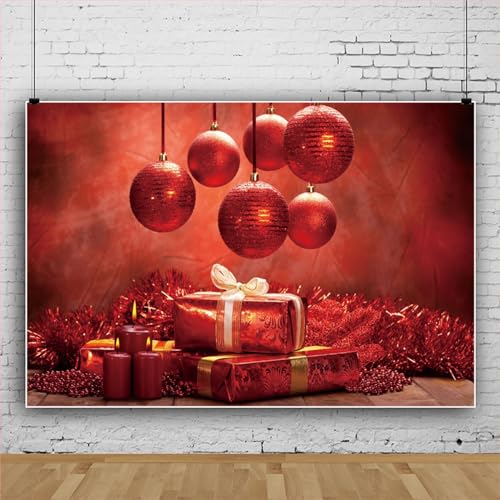 Mateju Boules de Noel Tissu de Fond pour Studio Photo,Fond Tissu Studio Photo Fond de Photographie Fond Photo Studio pour Balle Fête Décor Accessoires Portrait Vidéo (10x7FT,Boules de Noel)