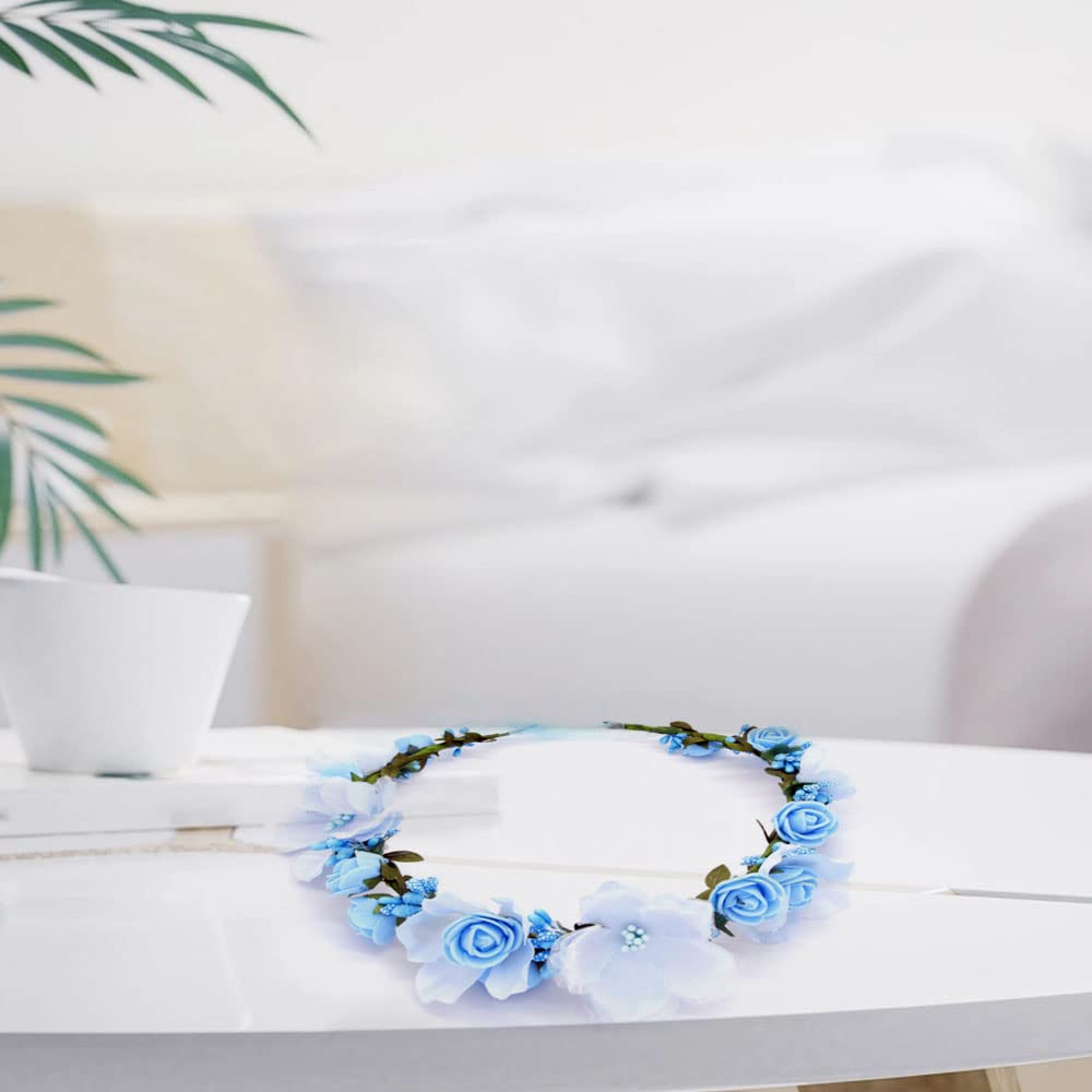 Blumenkranz-Haarreif Aus Polyester – Verstellbar, Rosa, Für Hochzeit, Festival Oder Foto-Shooting