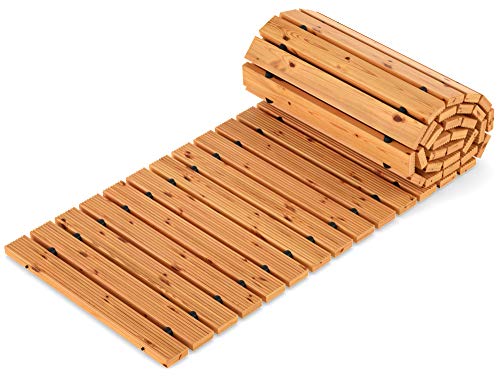 Zyppio Roll-Out Garden Pathway, 12’ Long, Straight, Weather-Resistant Walkway For Outdoor Patios, Gardens, Beach Boardwalks, And Wedding Party Events, Natural Cedar Hardwood #TOP7