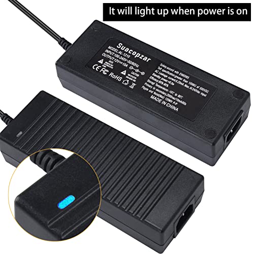 Suacopzar A18112 12V 10A Car Power Adapter Female Auto Cigarette Lighter Plug, Ac 100-240V To Dc 12V 10A 120W Power Supply Adapter Ac To Dc Converter Transformer thumb #5