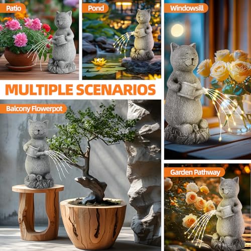 Zobbx SOLAR CAT STATUE Garden Outdoor Statue: Cat Figurine With Led Lights Outside Decor Clearance thumb #4