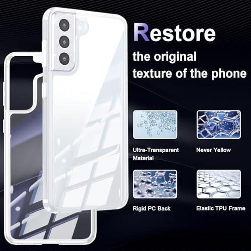 Image of Case for Samsung Galaxy S21 Plus, Military Grade Drop Protection Phone Case, Yellowing Resistant, Anti-Scratch Hard PC Back, Shockproof Hard Ultra-Thin Protective Cover, Clear