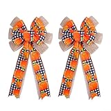 Photo Gallery babominimer 2 fiocchi grandi per ghirlande autunnali con design a zucca, 50,8 x 30,5 cm, tessuto in poliestere per festa del ringraziamento e decorazione per la casa di halloween, nastro arancione a Photo Gallery babominimer 2 fiocchi grandi per ghirlande autunnali con design a zucca, 50,8 x 30,5 cm, tessuto in poliestere per festa del ringraziamento e decorazione per la casa di halloween, nastro arancione a