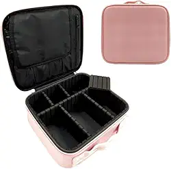 Maleta de Maquiagem Profissional Com Divisórias Organização Make Rosa P