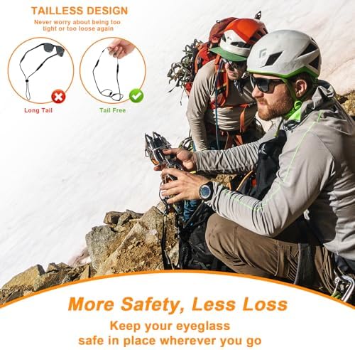 Miniatura 6 de Yeahxing Correa ajustable para lentes, paquete de 4 correas de 16 pulgadas con retenedor para el oído, retenedor de gafas, anticola, antideslizante,