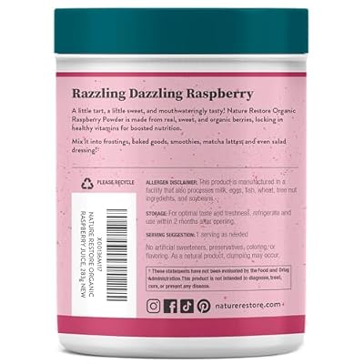 USDA Certified Organic Red Raspberry Juice Powder, 10 Ounces, Non GMO, Gluten Free, Vegan