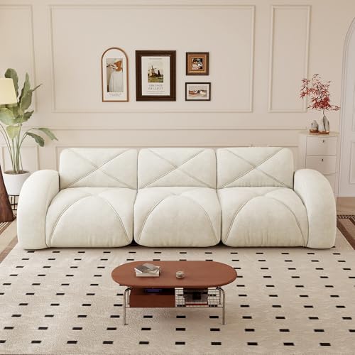 Canapé d'angle modulable, 281 cm grand canapé convertible 3 places en mousse avec accoudoirs incurvés, canapé compressé en chenille pour le salon ou le...