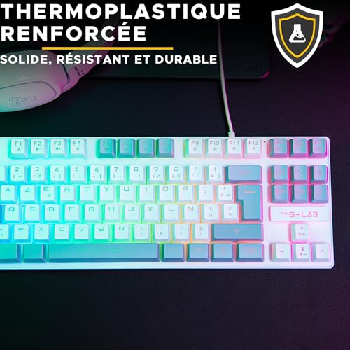 The G-Lab - Keyz Caesium TKL - Tastiera Gamer TKL 87 Tasti cablati USB AZERTY, RGB personalizzabile, 15 Macro programmabili - Tastiera Gaming Compact pout PC/PS4/PS5/XBOX - (bianco-grigio) - Tastiera gaming - Immagine 5