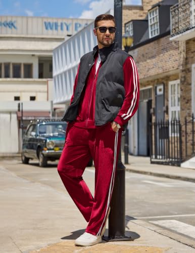 COOFANDY 80s Velour Tracksuit Men 2 Piece Set Sweatsuits Men Warm Up Suits - image 6