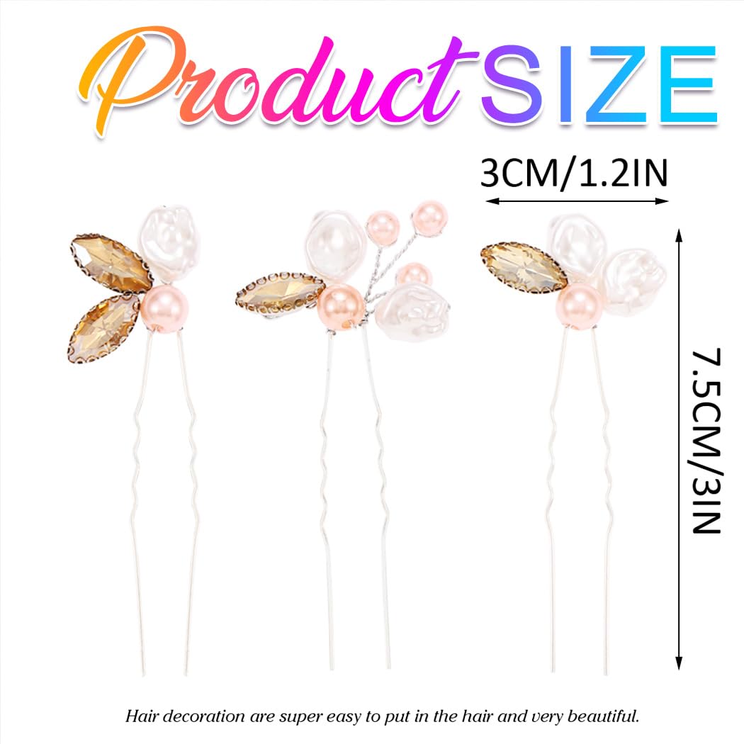 Heread Pearl Hair Pins Silver Hair Accessories Bridal Crystal Wedding Hair Pieces for Brides (Pack of 3) - Image 7