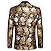 Hi-Tie Stylish Men Suit Jacket Blazer Shawl Lapel One Button Slim Fit Long Sleeve Jacket Tuxedo Party Dinner,001-black Gold,Large