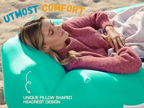 Image of WEKAPO Inflatable Sun Lounger, Air Sofa, Hammock, Portable, Waterproof and Leak-Proof, Ideal for Backyard, Beach, Travel, Camping, Picnics and Music Festivals