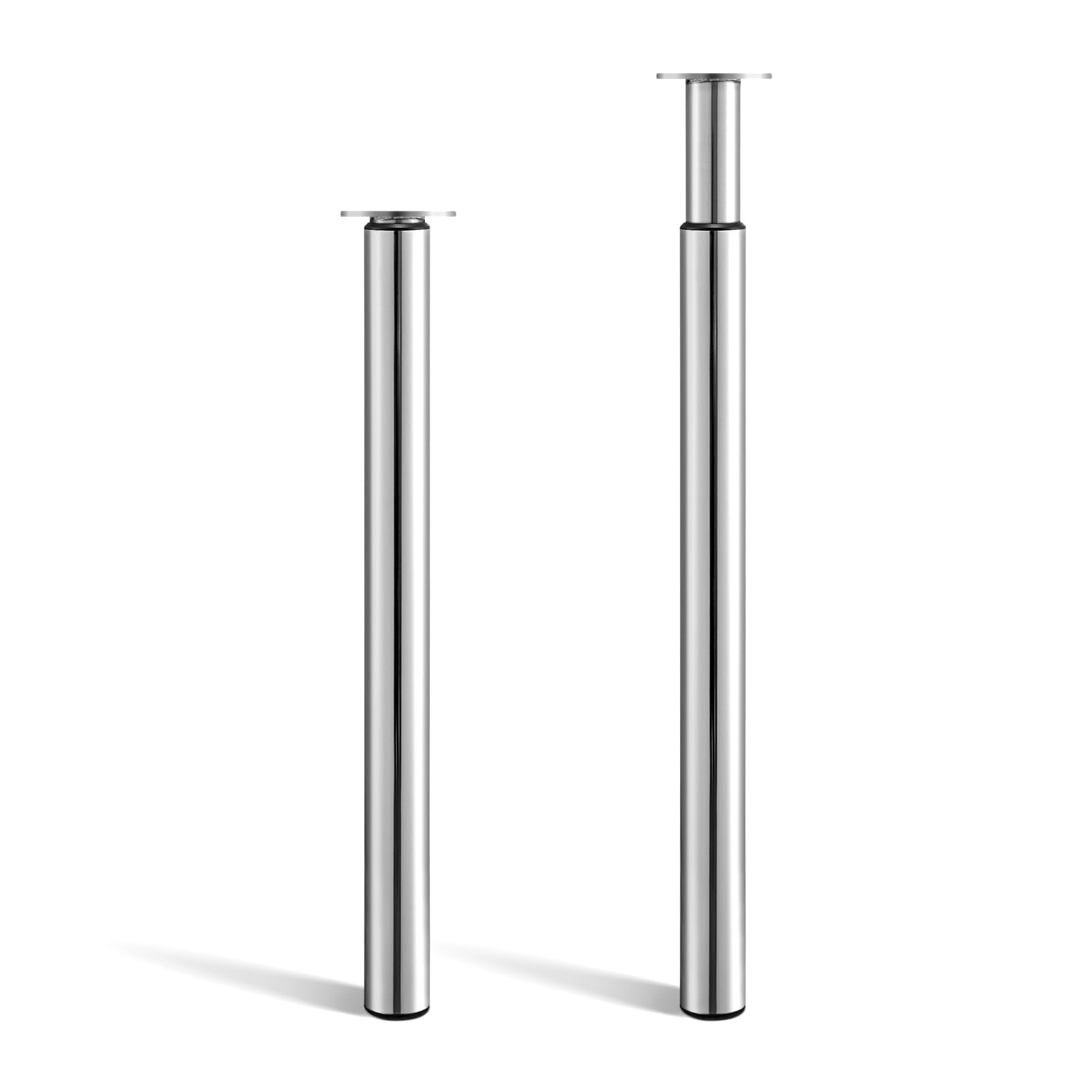 CROWNSHOP 2PCS Table Legs, Adjustable Metal Breakfast Bar Leg, 71-110 cm Height, 60 mm Diameter, Folding Design for Kitchen Worktop, Dining Table (Chrome Plated, 2PCS) — image 1