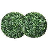 2er-Set Künstliche Buchsbaumkugel groß Ø36 cm, Kunstpflanze UV-beständig, Plastik Künstliche Pflanzen im Topf, Fake Plant wie echt für Wohnzimmer Schlafzimmer Büro Garten Deko Geschenk
